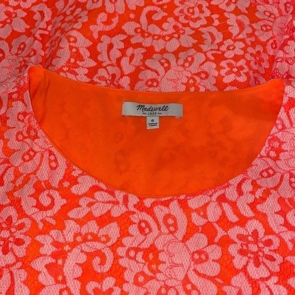 Madewell women’s  Dress 6 small Mini sleeveless Orange white Blossom Floral Lace - Picture 6 of 10